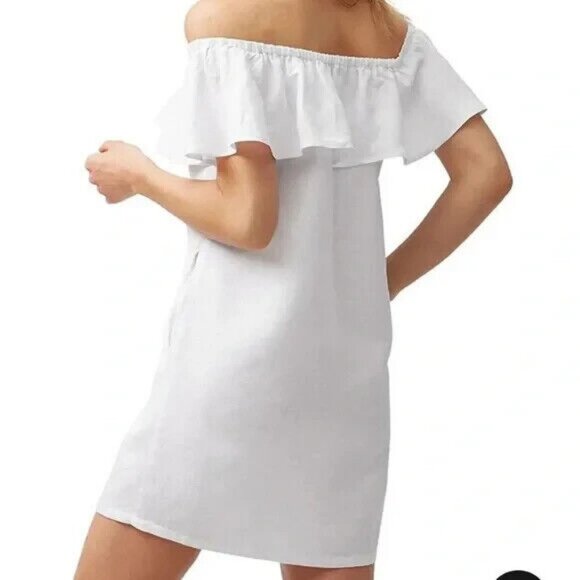 Tommy Bahama White St. Lucia Off The Shoulder Ruffle Swimsuit Cover Up Dress NWT - Picture 2 of 4